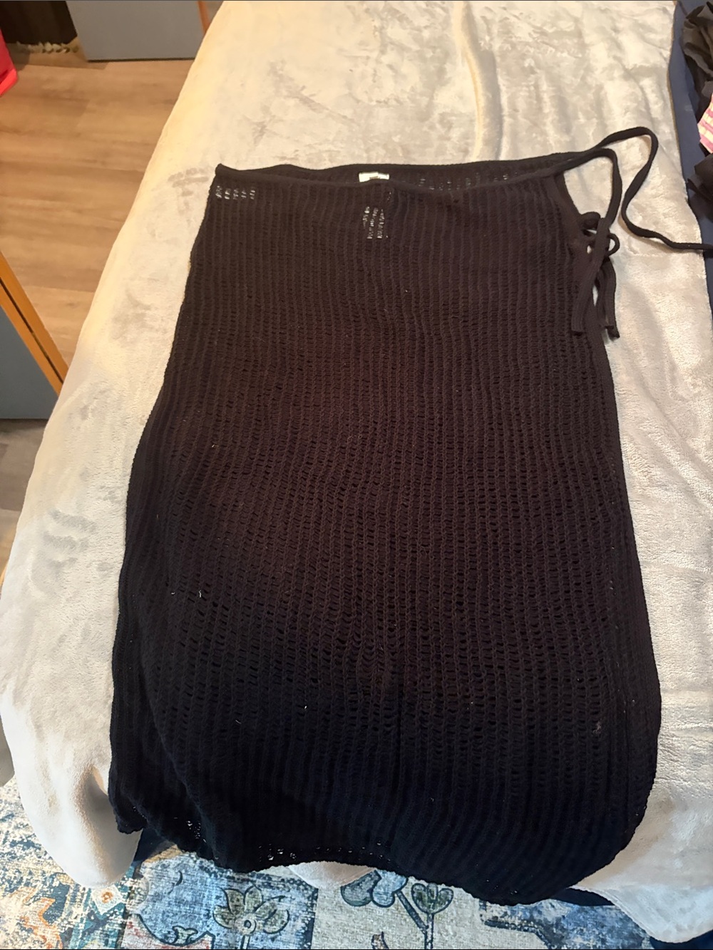 Black Knit Wrap Skirt -BEACH COVER